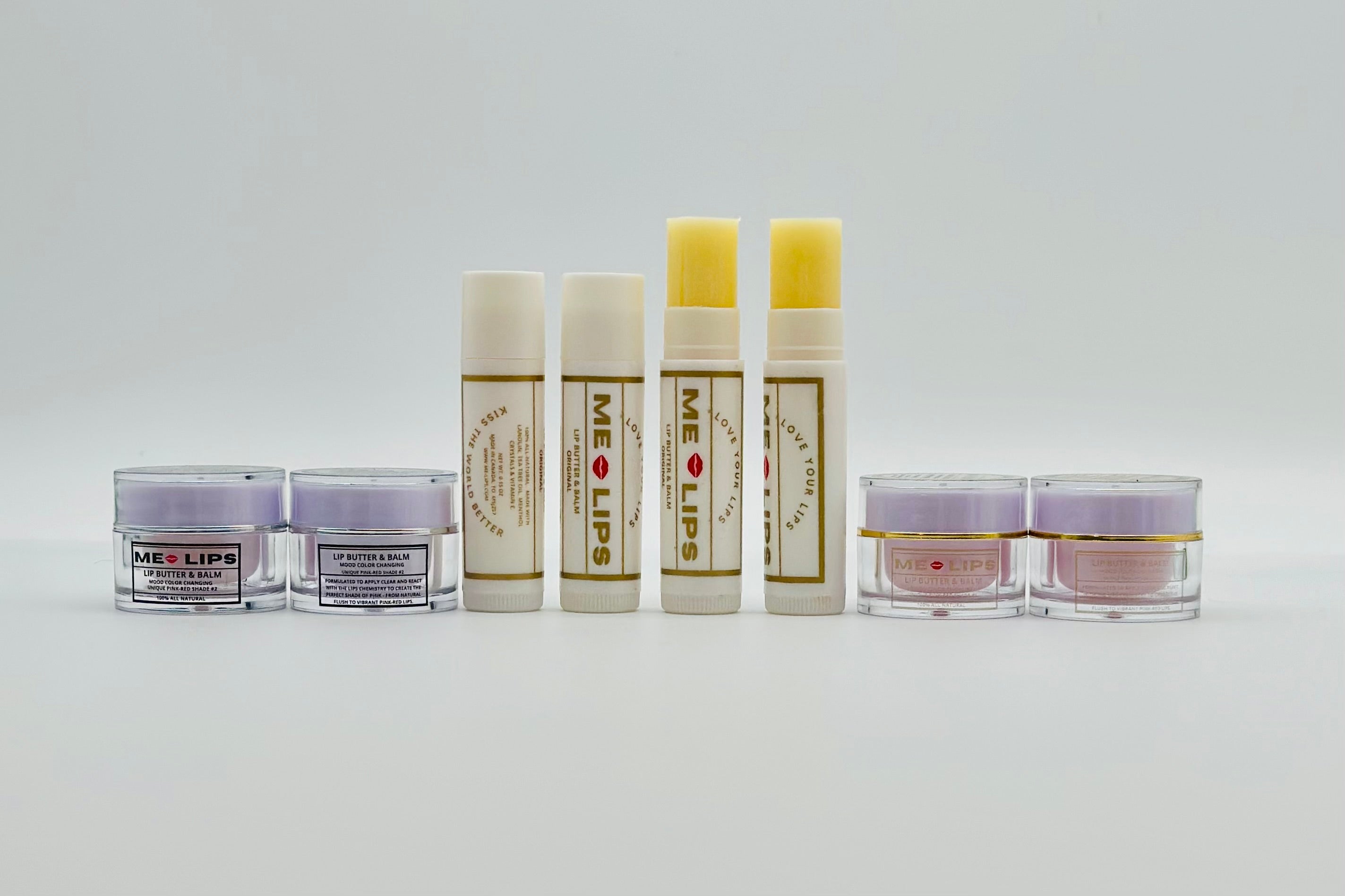 Me-Lips Bundle Collection Original Lip butter balm, 4-in-1 Unique Pink Red Shade #1 & #2 Mood color changing lip butter balm