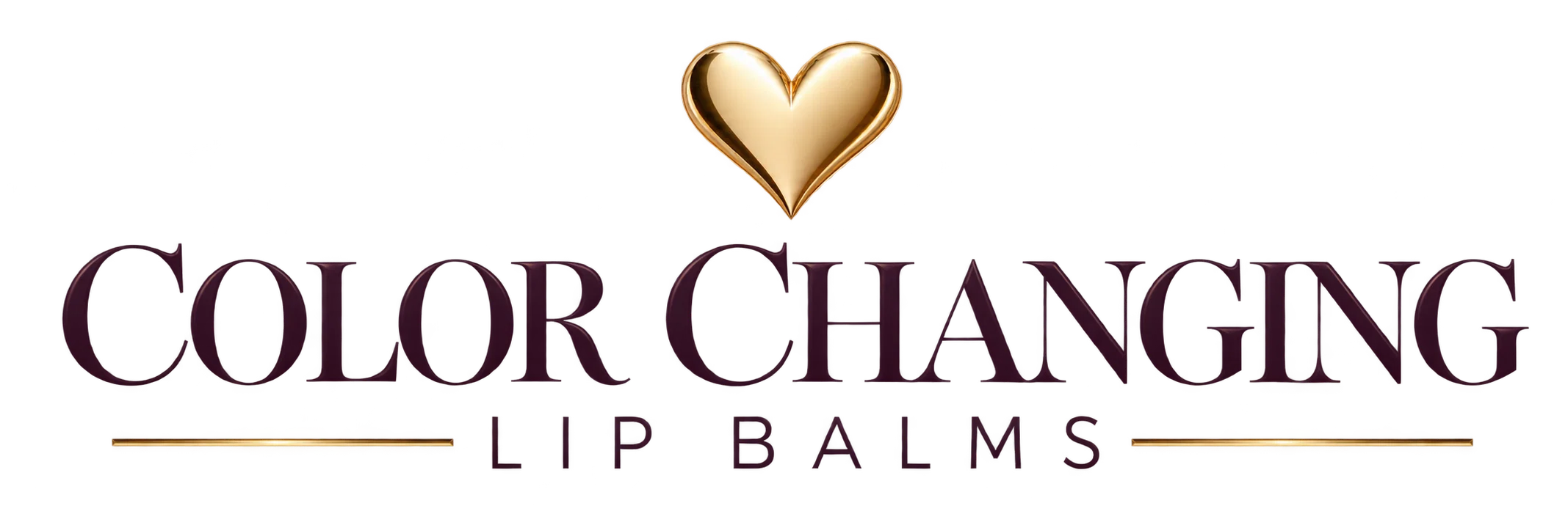 Color Changing Lip Balms gold-heart wordmark, an independent sister beauty brand