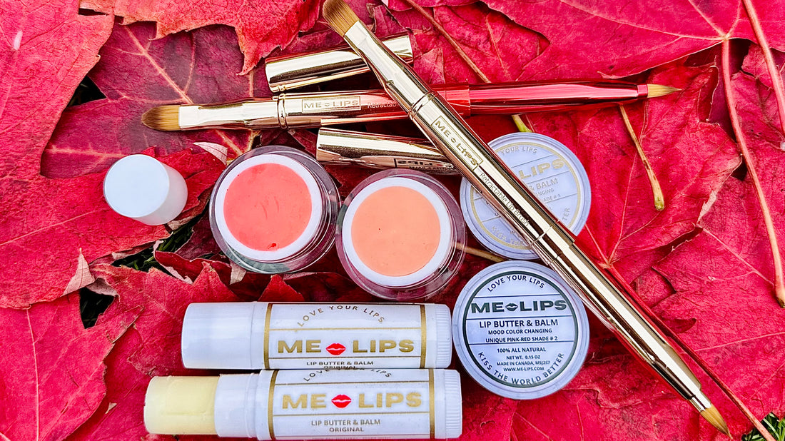 - Me-Lips Bundle Collection Original White SPF 15 Lip butter balm, 4-in-1 Unique Pink Red Shade #1 & #2 Mood color changing lip butter balm and 2-in-1 Double Ended Lip Brush with cap. 