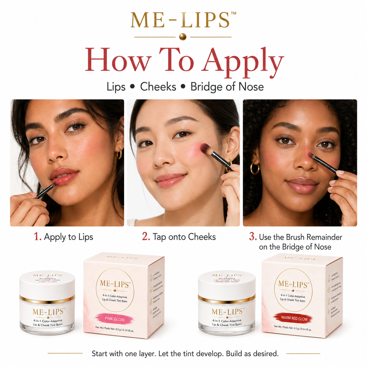 ME-LIPS™ 4-in-1 Color-AdaptiveLip & Cheek Tint Balm