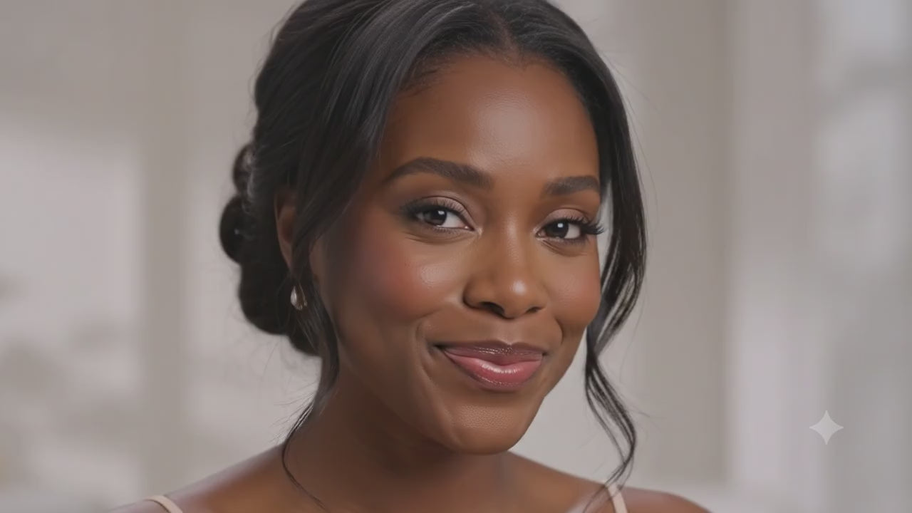Load video: Demonstration of ME-LIPS 4-in-1 Color-Adaptive Lip &amp; Cheek Tint Balm applied on lips, cheeks, and nose using three brushes for a natural glow